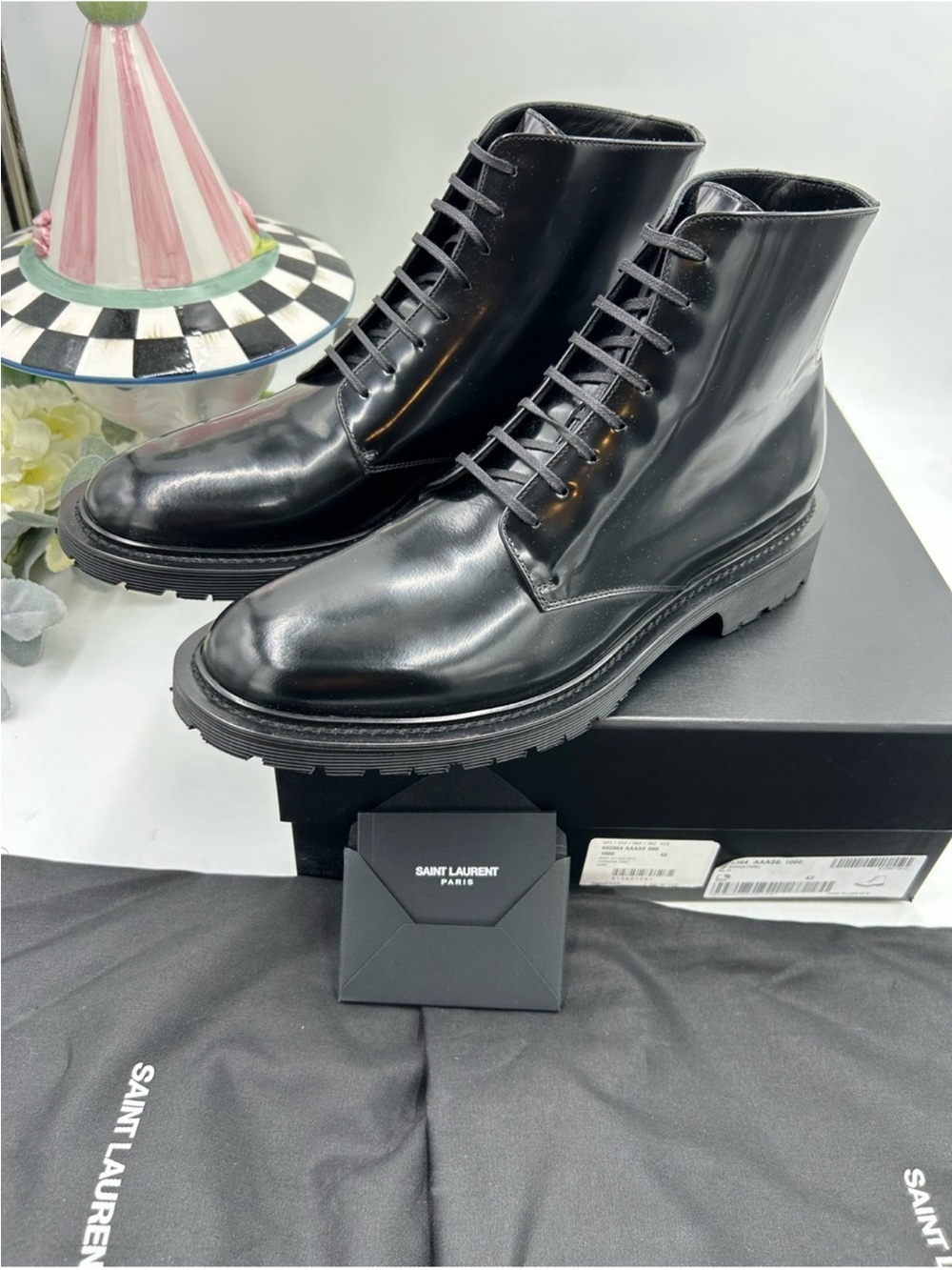 Men’s Saint Laurent combat boots size 43 made in Italy NWT - Picture 10 of 13